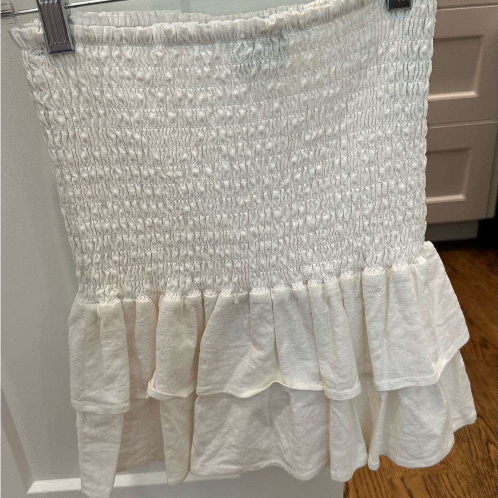 White linen blend majorelle skirt (can also be worn as strapless top)